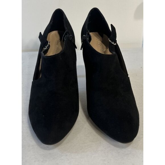 Kelly & Katie Black Suede Stiletto 4" Heel Ankle Booties Side Zipper Shoes 7.5 - Picture 3 of 7